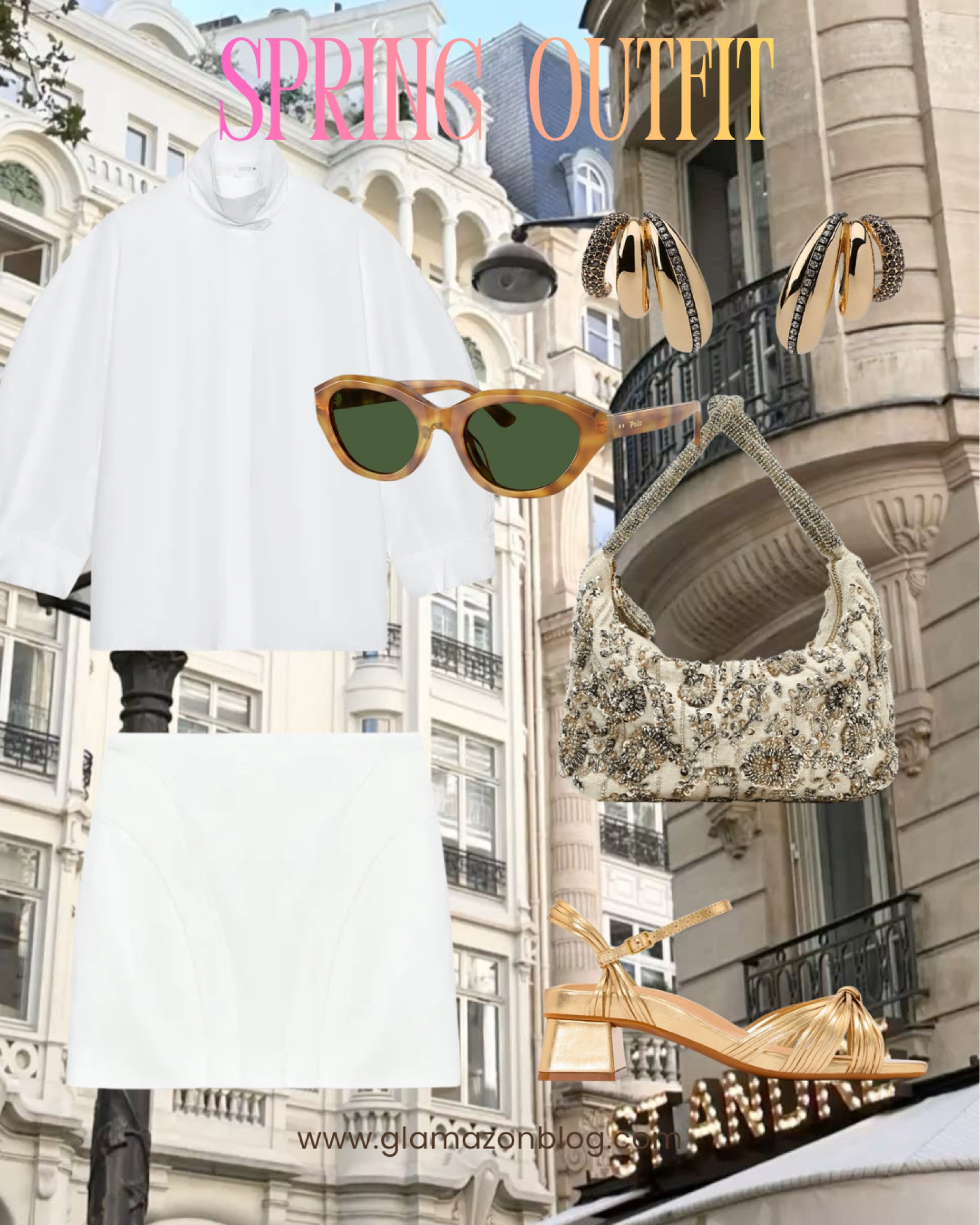 Zara skirt, gold sandals, barefoot wear shoes, block heel sandals, beaded bag, summer bag, white top, white mini skirt 

#LTKsummer #LTKspring #LTKstyletip