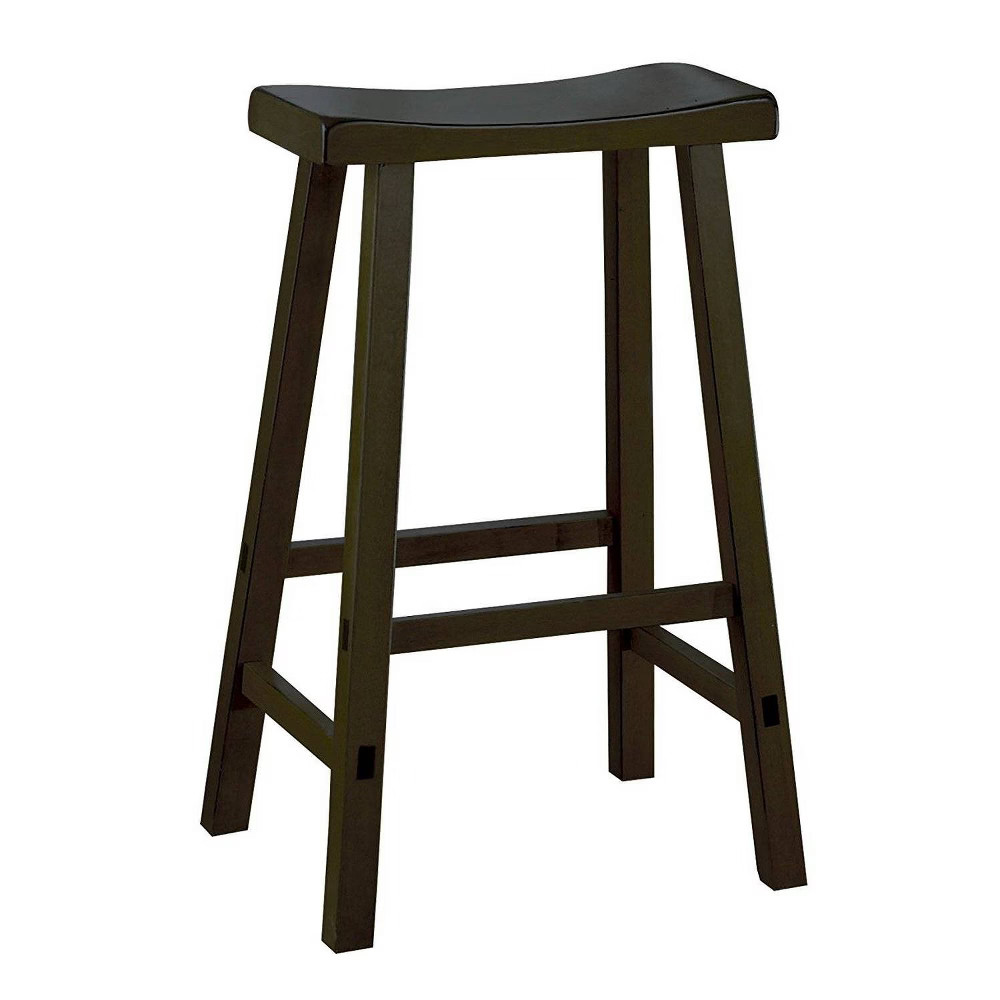Set of 2 29"" Wooden Barstools with Saddle Seat Black - Benzara | Target