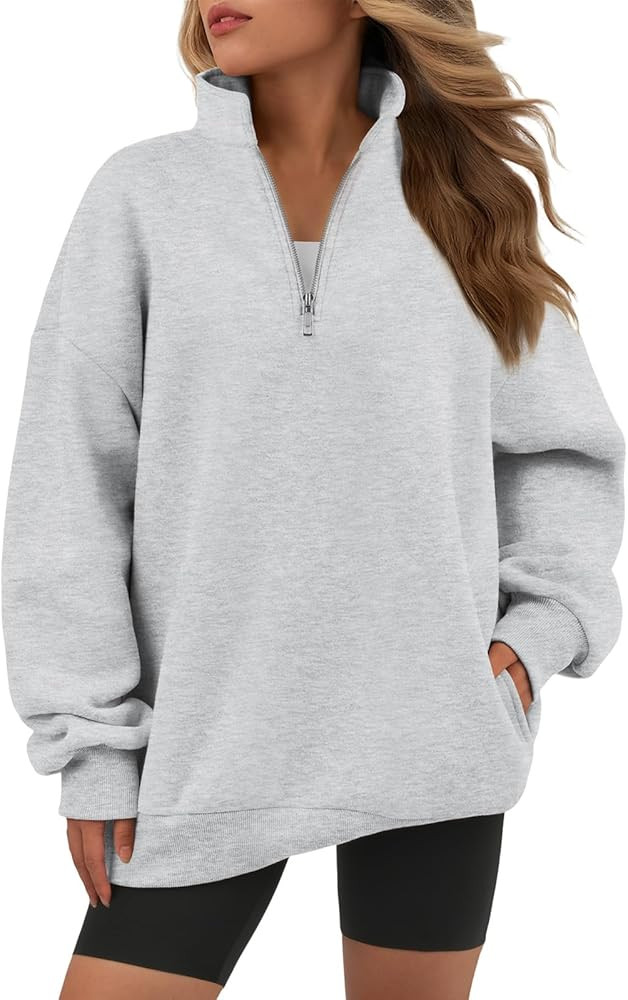 ATHMILE Womens Oversized Sweatshirts Fall Fashion Hoodies Half Zip Fleece Pullover Long Sleeve Y2... | Amazon (US)