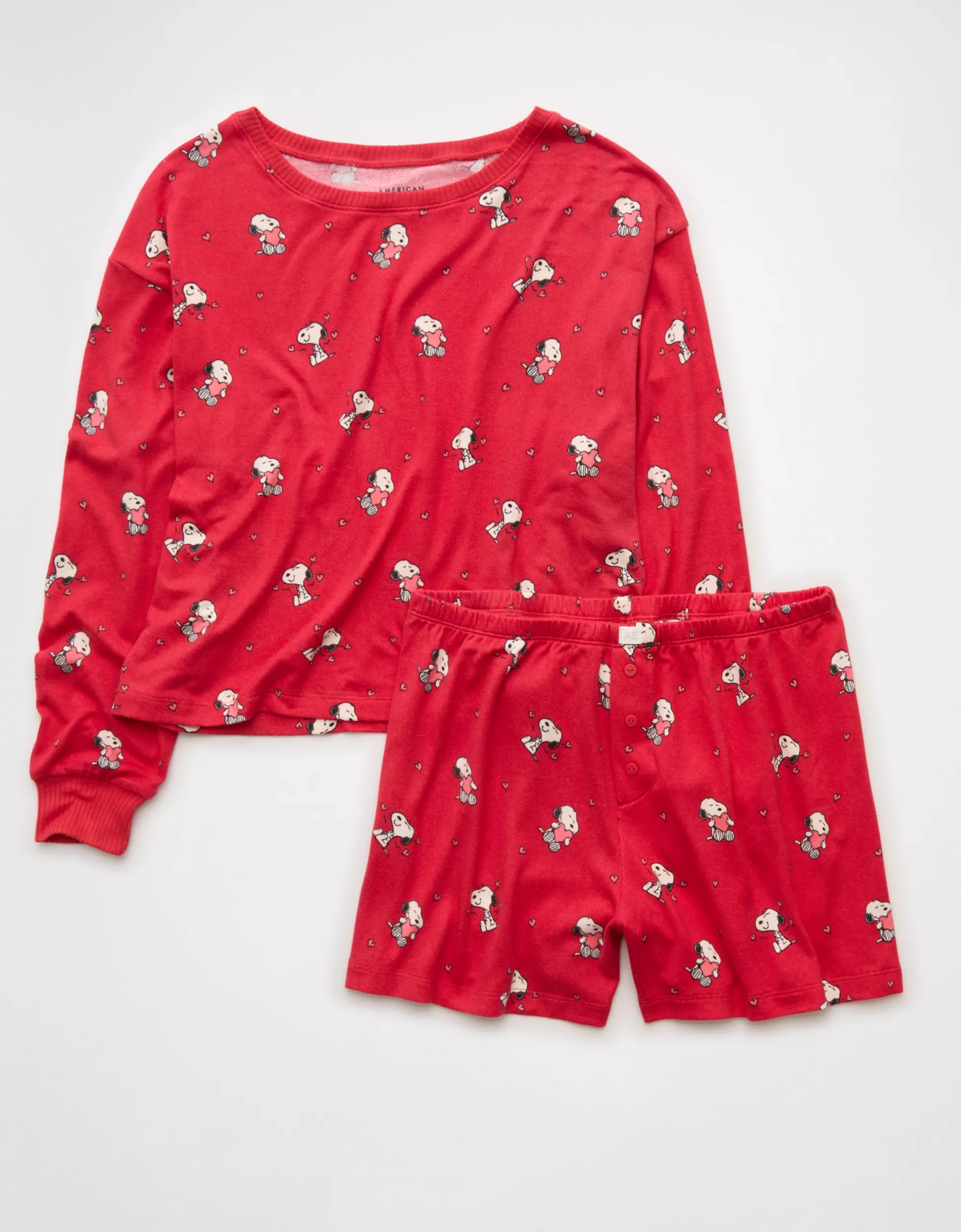 AE Luxe Plush Snoopy Valentine's Day PJ Set | American Eagle Outfitters (US & CA)