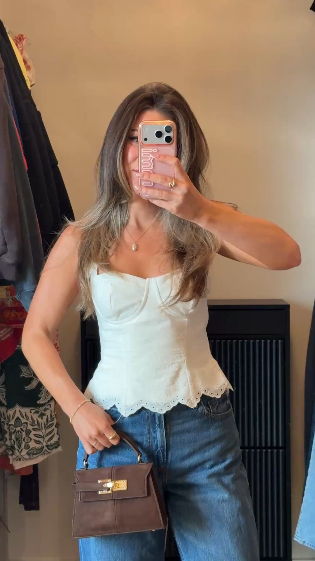 white eyelet corset-style cami top with wide-leg medium wash jeans up to 50% off abercrombie denim plus my stackable 15% off DENIMAF code 💙💙

wearing my usual 26 regular

denim, fall outfits, date night, game day, back to school, jeans, autumn look, summer to fall, high waisted jeans, Abercrombie jeans, denim sale

#LTKSaleAlert #LTKSeasonal #LTKgrwm