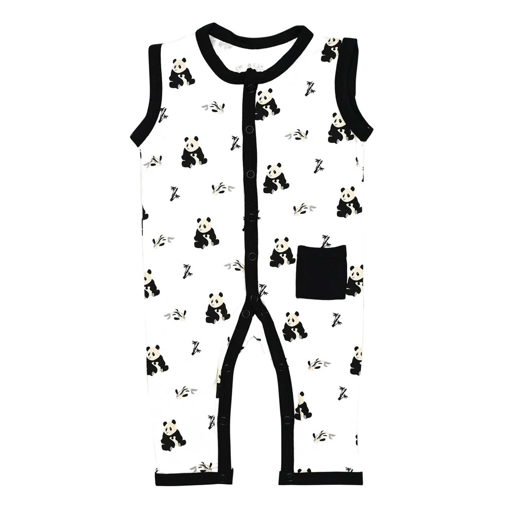 Sleeveless Romper in Black and White Zen | Kyte BABY