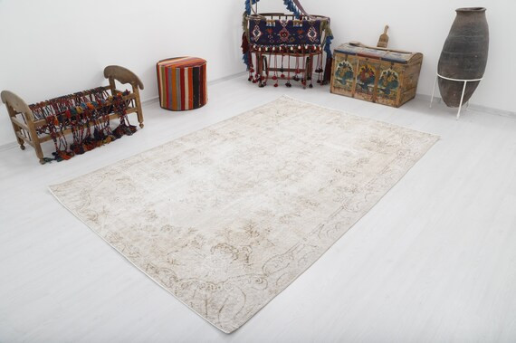 6x9 Wool Beige Rug Turkey Carpet Handmade Vintage Rug | Etsy | Etsy (US)