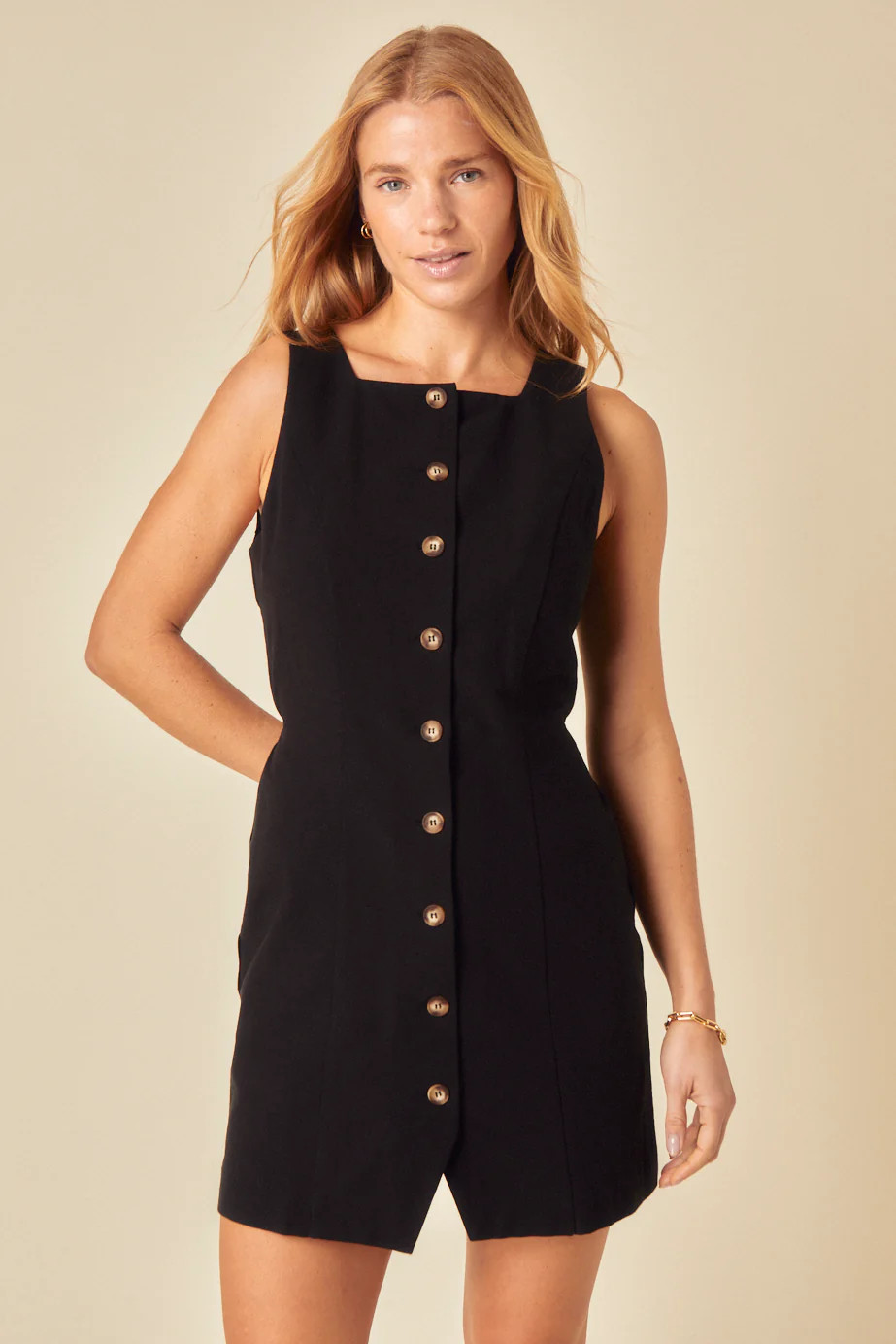 Black Linen-blend Tailored Peri Mini Dress | Nobody's Child