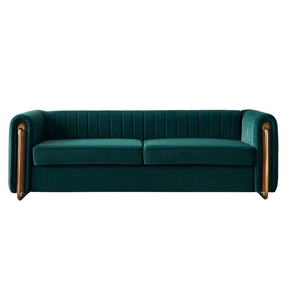 Coolbibila Modern Green Velvet Couch Loveseat Sofa Upholstered Sofa With Arms And Golden Metal Legs For Living Room Bedroom And Office one_size | Lowe's