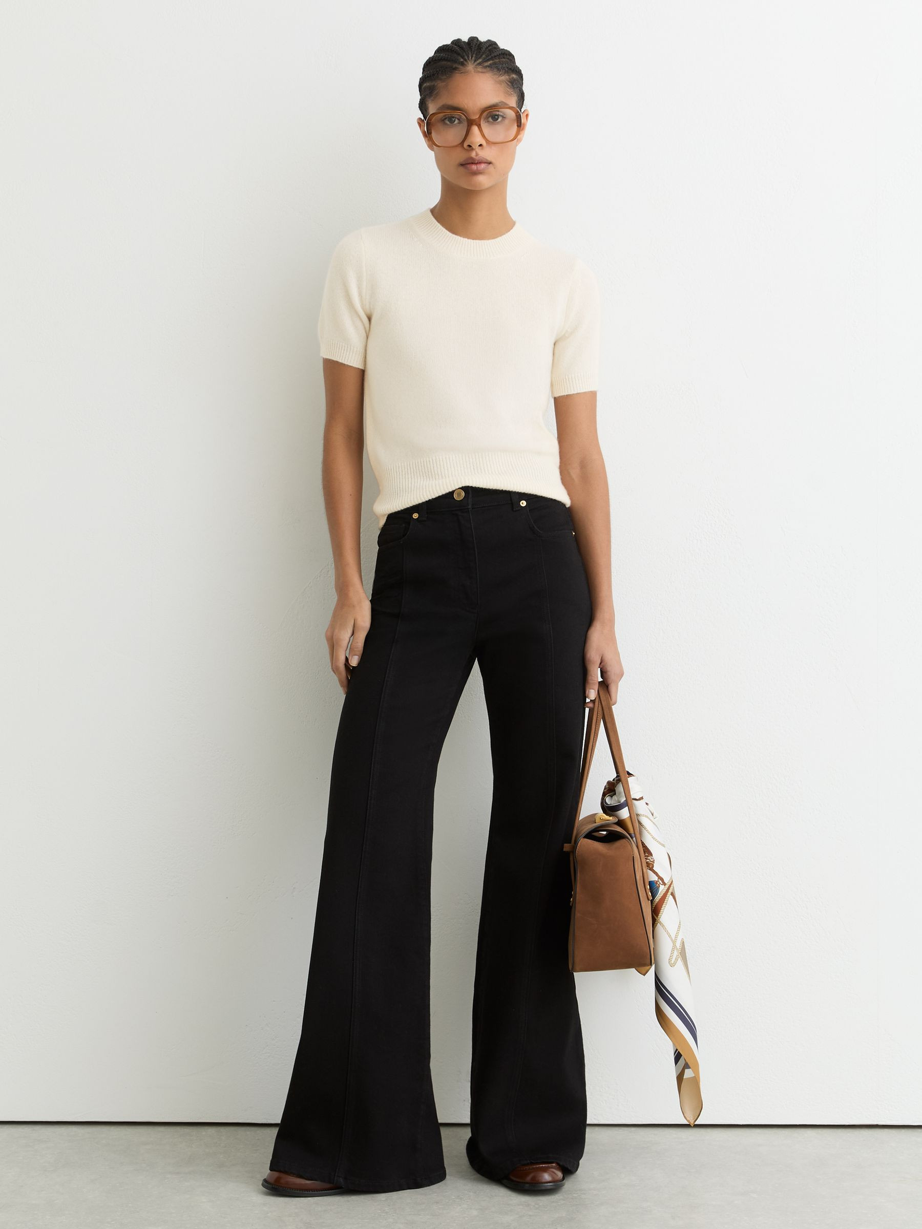 Reiss 100% Cashmere Crew Neck T-Shirt in Ivory - REISS | Reiss UK