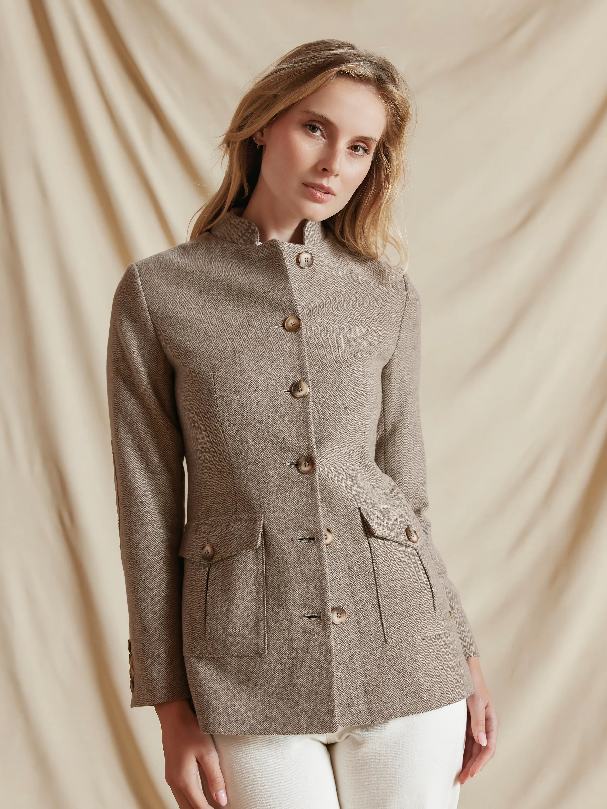 Eliza - Women's Herringbone Jacket - Driftwood | Fairfax & Favor | Fairfax & Favor (UK)