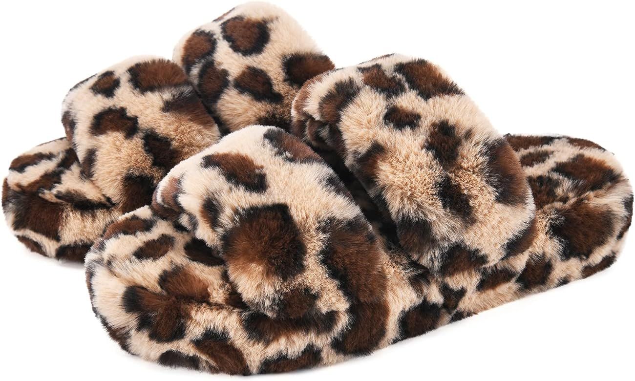 Temi Open Toe House Slippers for Women Memory Foam,Cute Comfy Cozy Fuzzy Fluffy Breathable Women'... | Amazon (US)