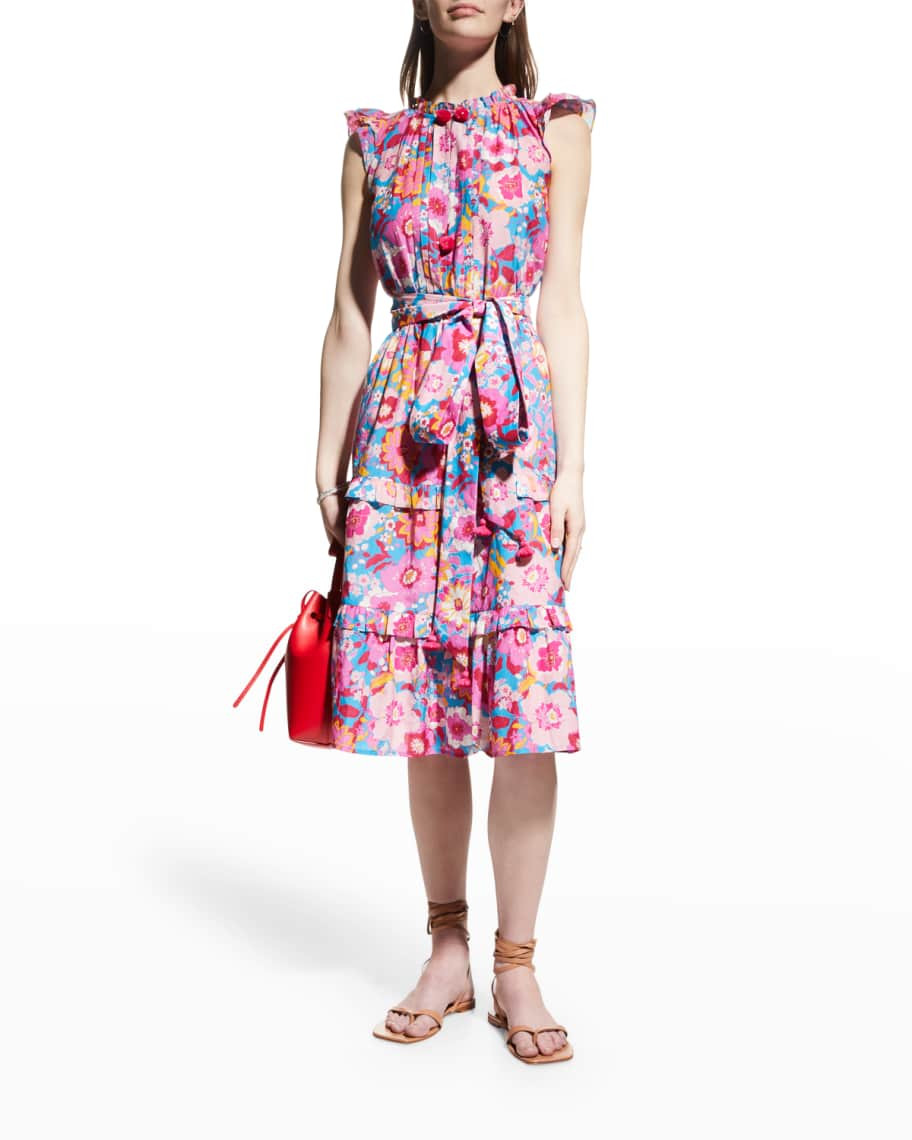 Figue Pippa Floral-Print Tiered Ruffle Midi Dress | Neiman Marcus