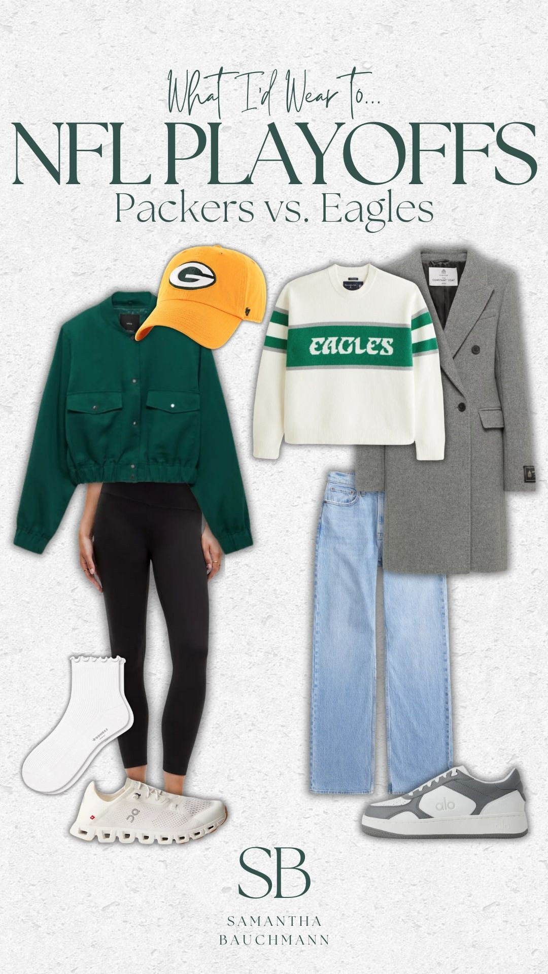 What I'd wear to an NFL play off game: Packers vs Eagles 🏈 

outfit idea, NFL game outfit idea, tall girl friendly fashion, abercrombie, abercrombie sale, casual style, on cloud sneakers, neutral sneakers, bombas socks, sale, sale alert, blazer, boy mom, mom of 4, Samantha Bauchmann 

 #LTKSaleAlert #LTKFindsUnder100 #LTKStyleTip