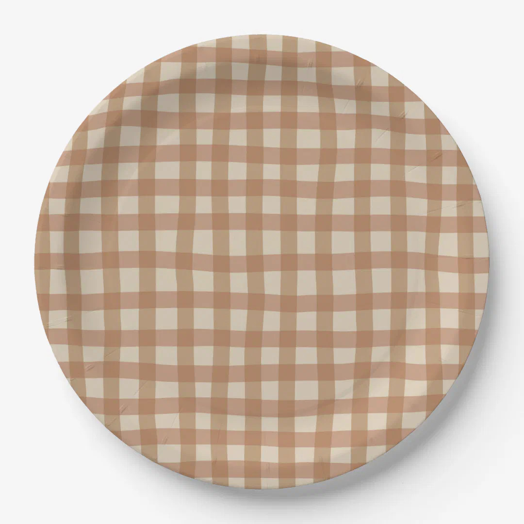 Brown Plaid Bear Birthday Plates | Zazzle | Zazzle