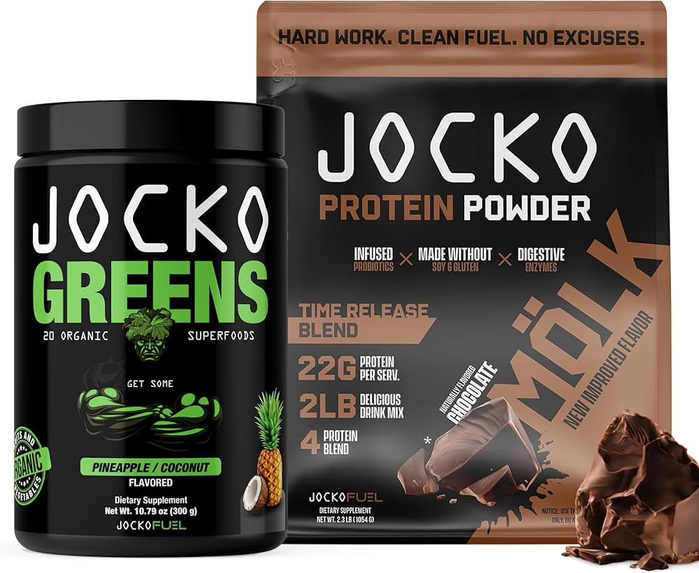 Jocko Fuel 2 Pack Bundle - Jocko Greens Powder + Chocolate Mölk Protein Powder | Amazon (US)