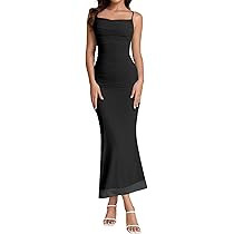 URYIAO Women's Summer 2026 Floral Spaghetti Strap Maxi Dress Sleeveless Ruched Mesh Bodycon Long ... | Amazon (US)