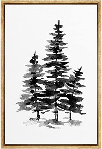 SIGNWIN Framed Canvas Print Wall Art Minimal Black White Forest Pine Tree Nature Wilderness Illus... | Amazon (US)