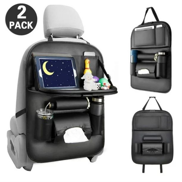 EDAL 2Pcs Car Backseat Organizer with Tablet Holder，9 Storage Pockets PU Leather Car Storage Or... | Walmart (US)