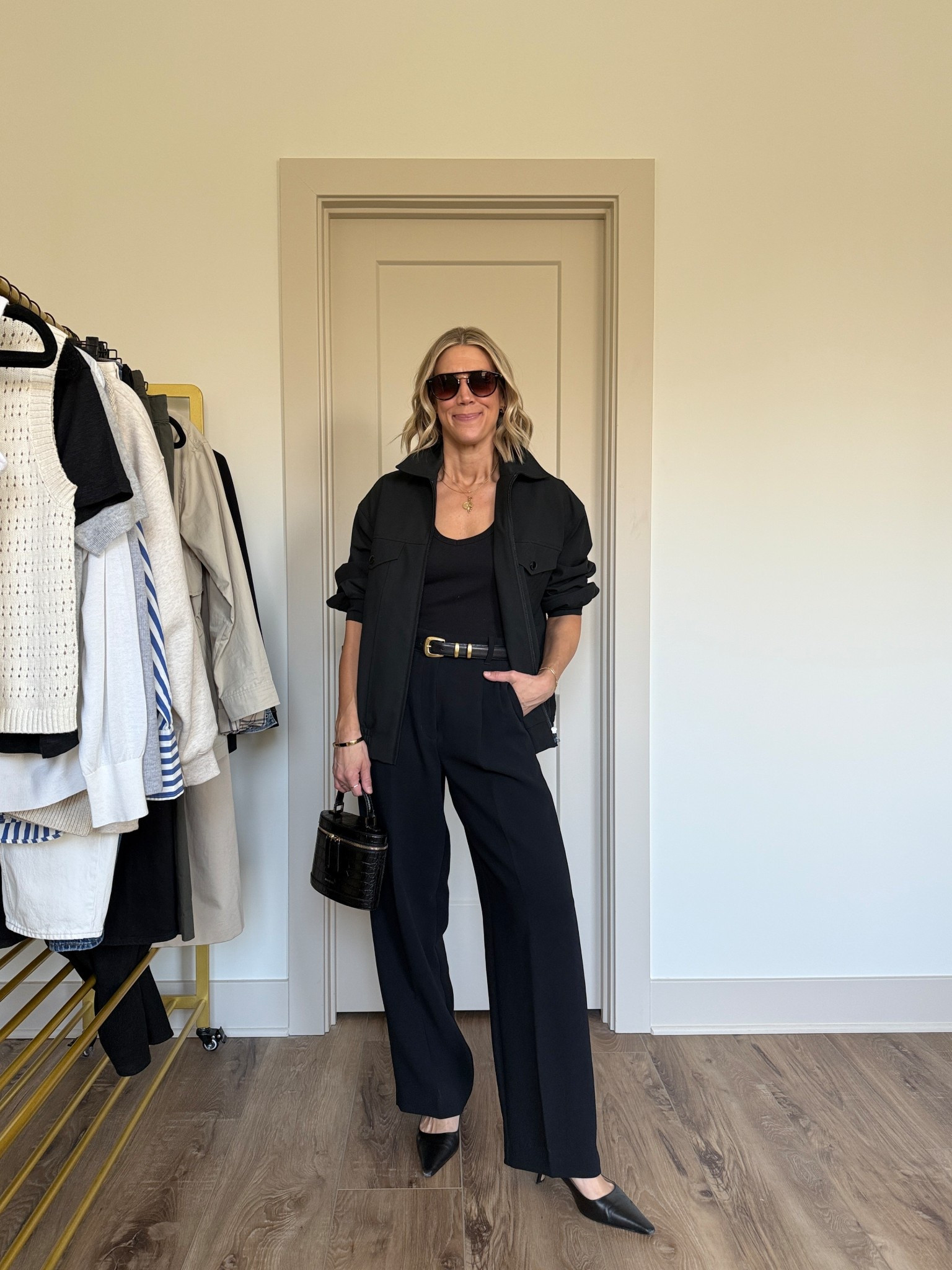 Wearing 4 trousers, small tank, small bomber jacket, small belt, heels tts

#LTKgrwm #LTKOver40 #LTKootd