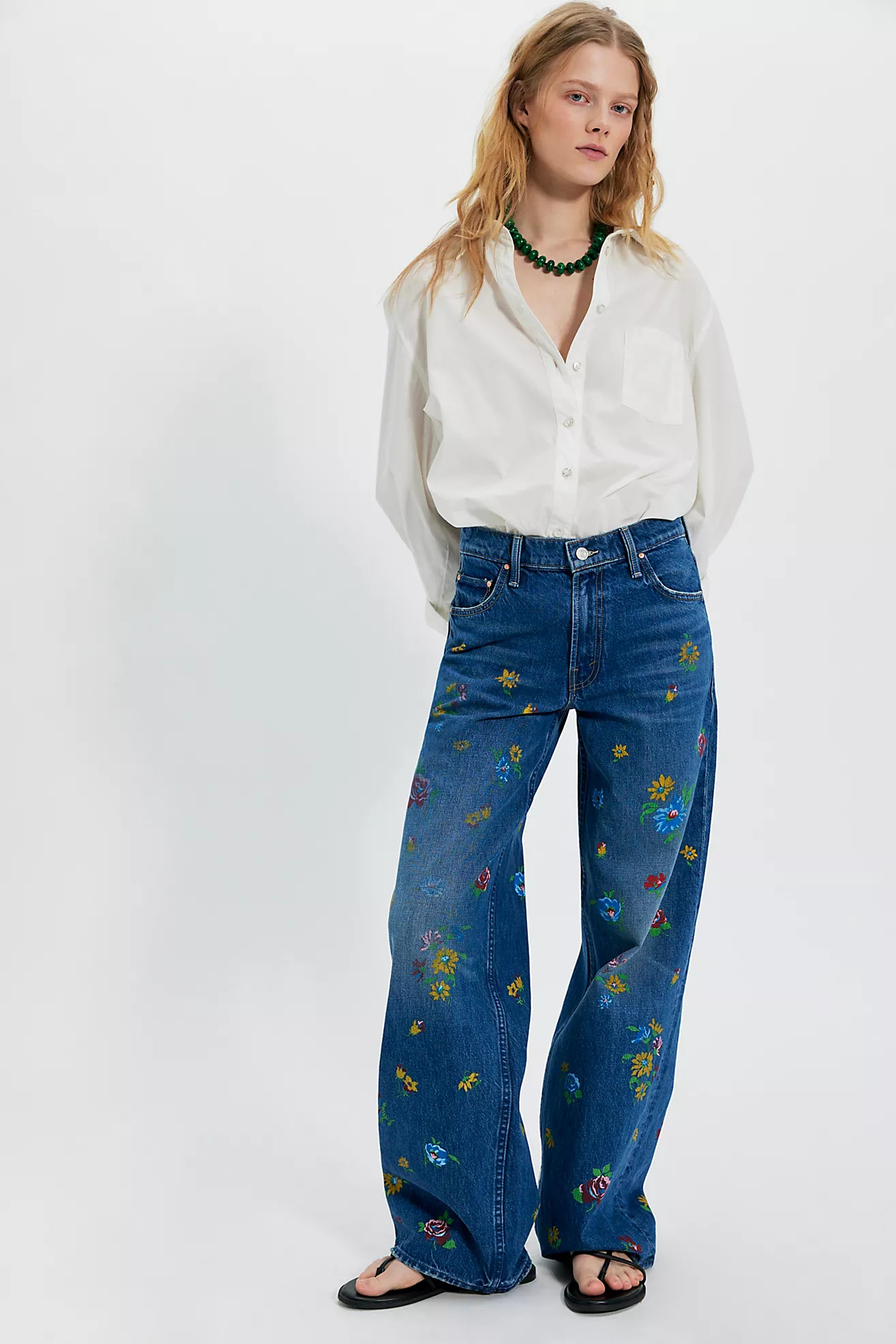 MOTHER The Rerun Zip Sneak Print Jeans | Free People (UK)