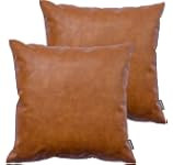 Merrycolor Farmhouse Decorative Throw Pillow Covers for Couch Stripe Faux Leather Accent Pillow C... | Amazon (US)