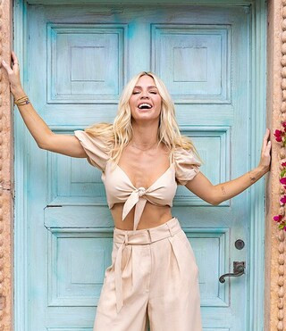 x Jess Southern Beau Woven Tie Front Puff Sleeve Cropped Blouse | Dillard's