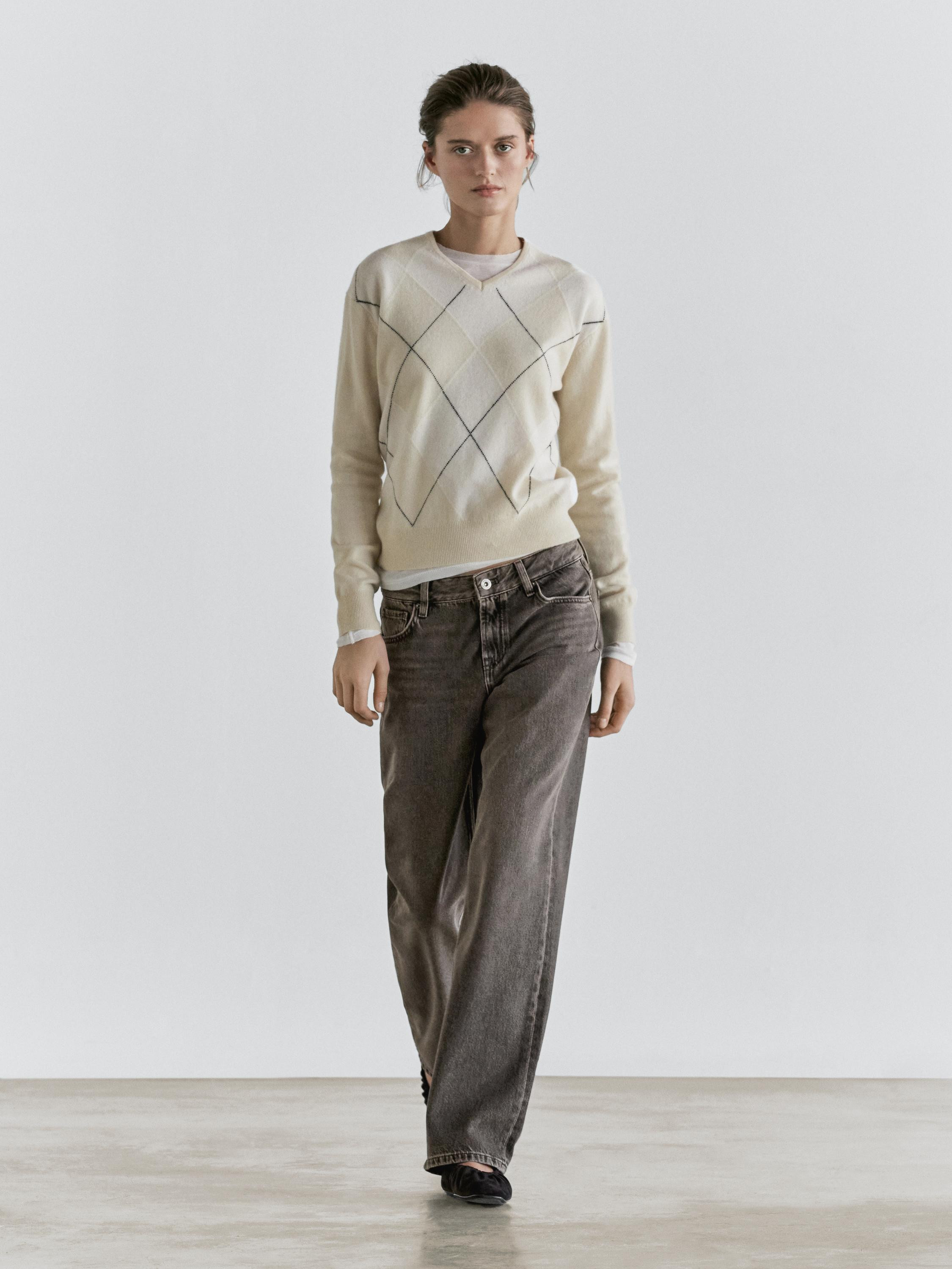 Straight-leg low-rise jeans | Massimo Dutti UK