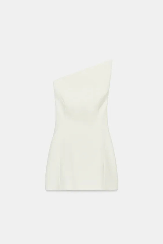 Model height: 178 cmMini dress with an asymmetric neckline and off-the-shoulder design. Featuring... | Zara UK