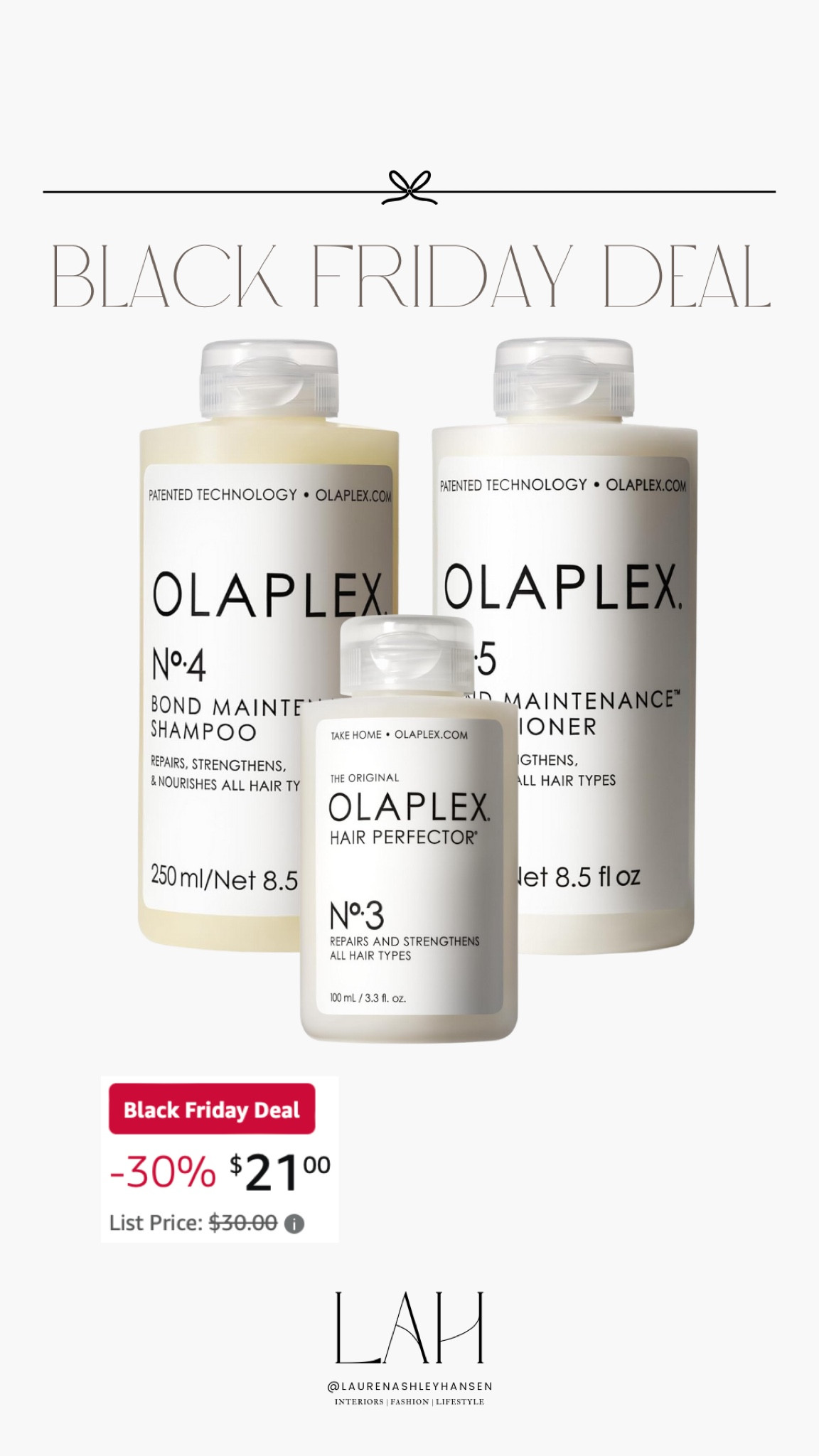 Olaplex is over 20% off right now for Black Friday/cyber Monday! 

#LTKCyberWeek #LTKBeauty #LTKSaleAlert
