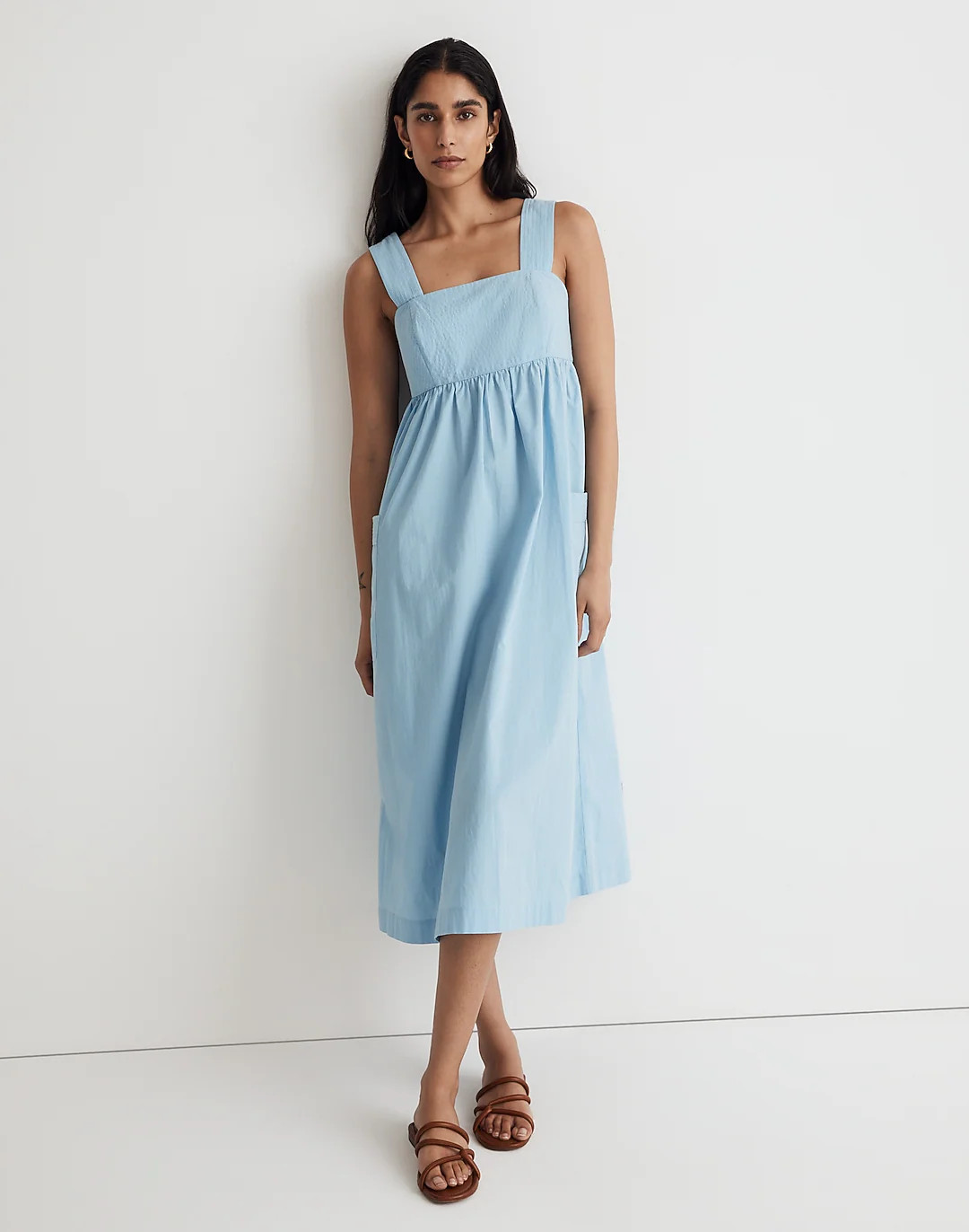 Poplin Cutout-Back Empire Midi Dress | Madewell