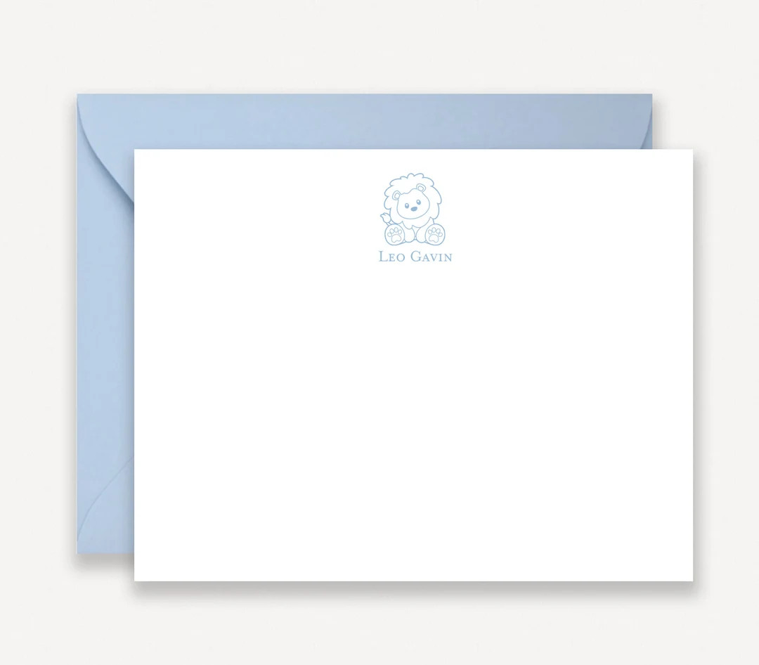 Baby Boy Note Cards Personalized Lion Themed, Lion Stationary Baby Boy, Lion Baby Shower Thank Yo... | Etsy (US)