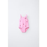 Zara - 2-6 Years / Embroidered Strawberry One-Piece Swimsuit - Fuchsia - 6 Years (45,3 Inches) - Kids | Zara US