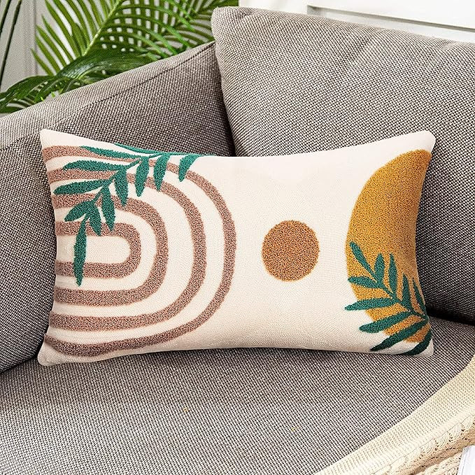 Merrycolor Boho Throw Pillows 12x20 Inches,Soft Mid Century Modern Pillowcase Lumbar, Aesthetic D... | Amazon (US)