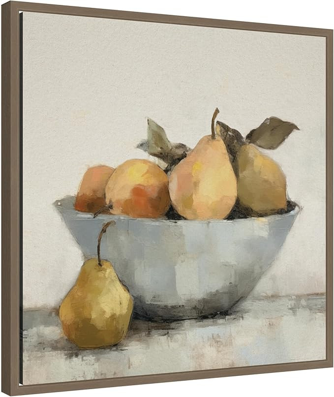 Kate and Laurel Still Life Fruit In A Bowl Vintage Style Framed Canvas Wall Art by The Creative B... | Amazon (US)