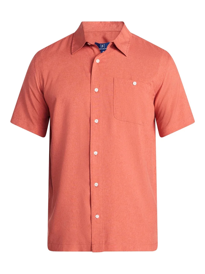 George Men's and Big Men's Microfiber Button-Up Shirt with Short Sleeves, Sizes XS-5XL | Walmart (US)