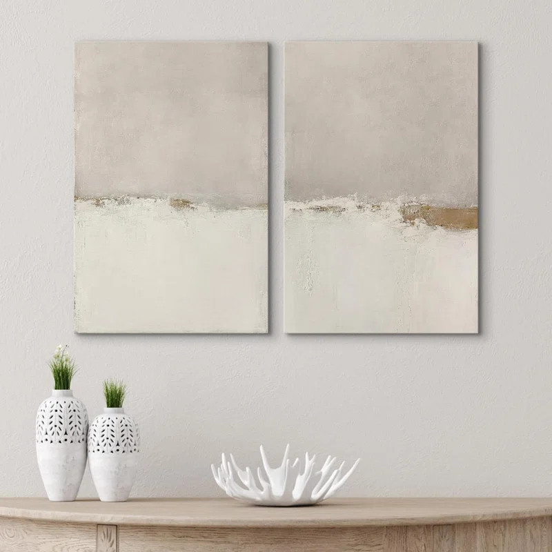 Beige Tan Abstract Grunge Modern Art Minimalist Neutral Decor Frame 2 Pieces Picture - Canvas Pri... | Wayfair North America