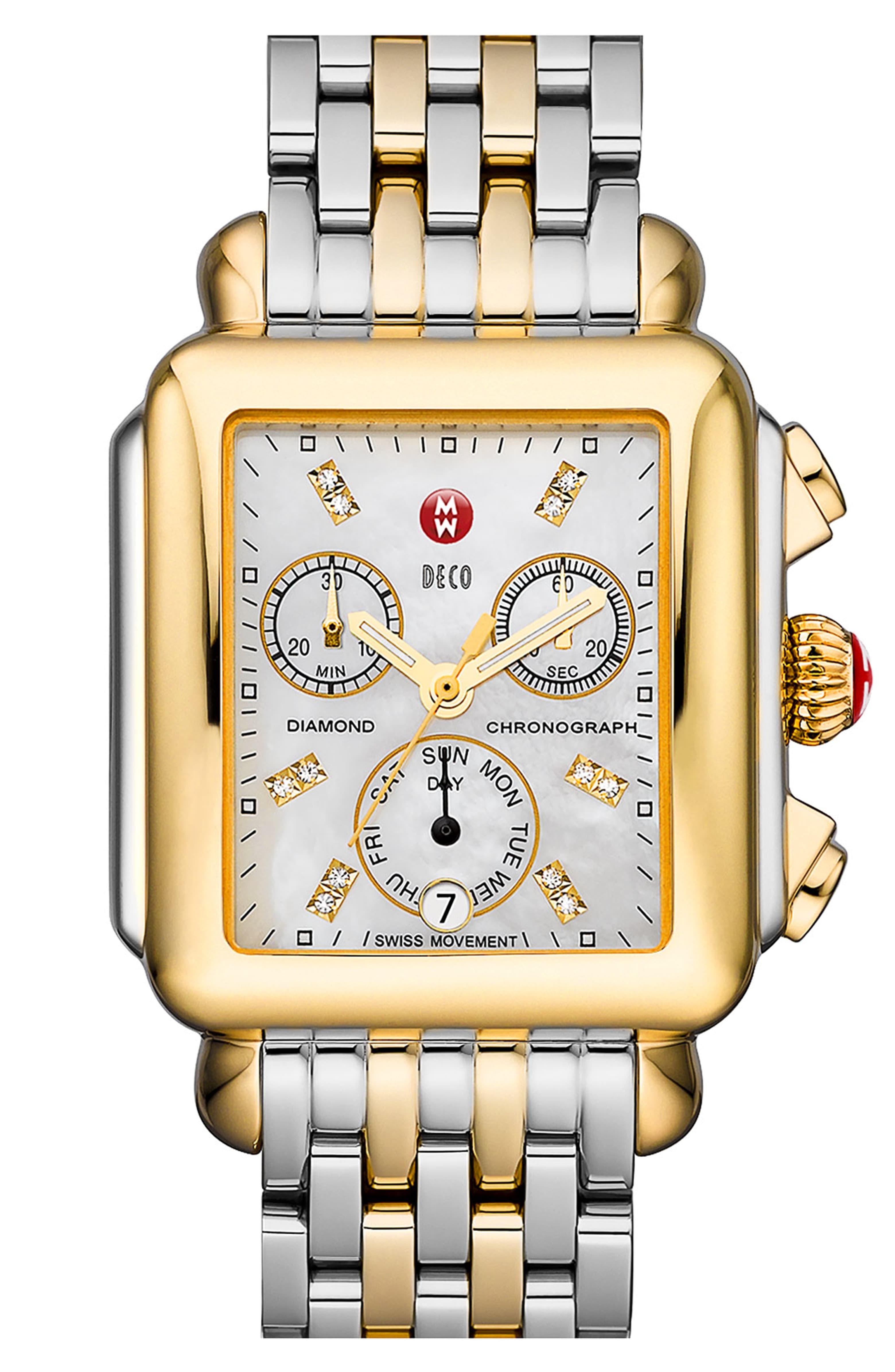 Deco Diamond Dial Two-Tone Watch Head, 33mm x 35mm | Nordstrom