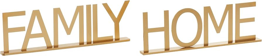 Deco 79 Metal Family, Home Decorative Sign, Set of 2 10", 10"W, Gold | Amazon (US)