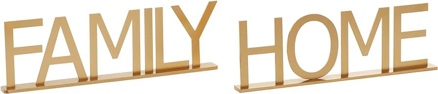 Deco 79 Metal Family, Home Decorative Sign, Set of 2 10", 10"W, Gold | Amazon (US)