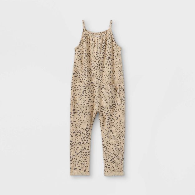 Grayson Mini Toddler Girls' Textured Jumpsuit - Tan | Target