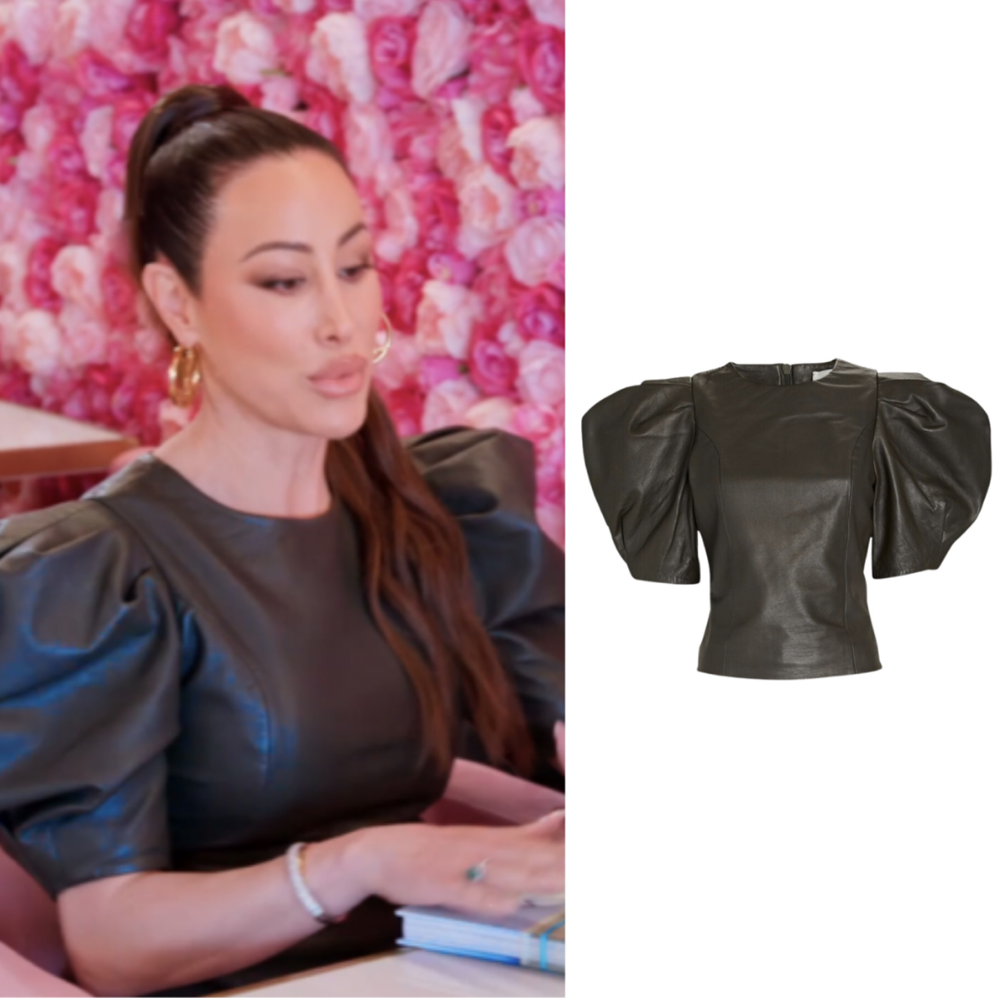 Angie Katsanevas’ Leather Puff Sleeve Top