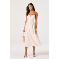 ASTR the Label | Aubrey Eyelet Embroidered Sweetheart Midi Dress in Blush |  Size XS | ASTR The Label (US)