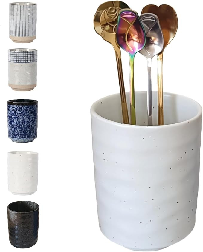Stoneware Coffee Bar Utensil Holder Tea & Coffee Spoon & Stirrer Holder for Stir Stick Straw Teas... | Amazon (US)