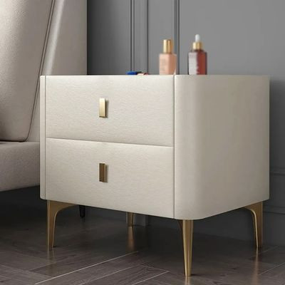 Modern Off White Nightstand 2-Drawer Bedside Cabinet with Sintered Stone Top-Homary | Homary
