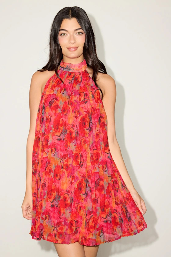 Anne Red Multi Floral Shift Mini Dress | Red Mini Dress | Lulus Summer | Lulus