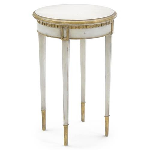John-Richard Chambolle French Grey Wood Gold Accent Side Table | Kathy Kuo Home