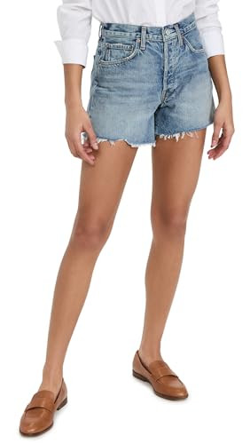AGOLDE Women's Parker Long Vintage Shorts, Wheel, Blue, 27 | Amazon (US)
