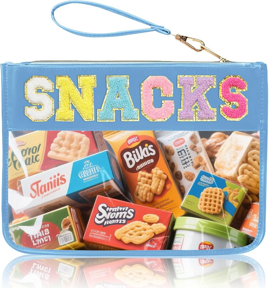 Siwara Snack Bags Clear Pouch Travel Makeup Bag Chenille Letter Bags for Zipper Pouch Clear Cosme... | Amazon (US)