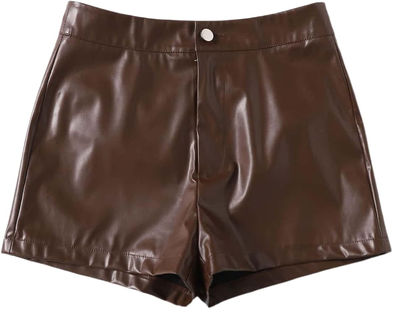Floerns Women's PU Leather High Waisted Straight Leg Skinny Shorts | Amazon (US)