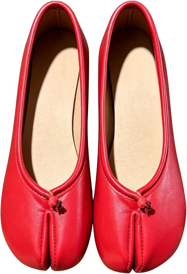 Women's Tabi Ballet Flat Shoes Rounde Toe Flat Split Low Heel Shoes Ladies Comfortable Walking Wi... | Amazon (UK)