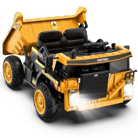 12V Powered Ride on Tractor with Remote Control, Key Start, Electric Dump Truck with Shovel | Wayfair North America