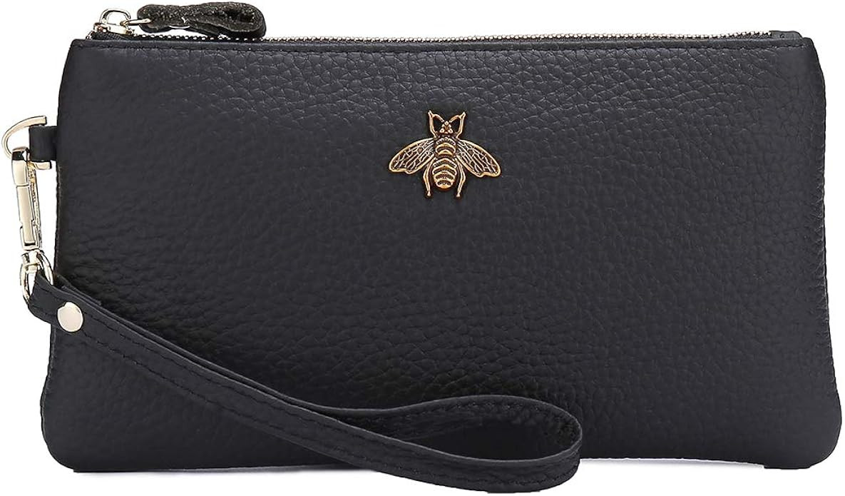imeetu Women's Wristlet Clutch Leather Cell Phone Wallet Purse with Wrist Strap (Black): Handbags... | Amazon (US)