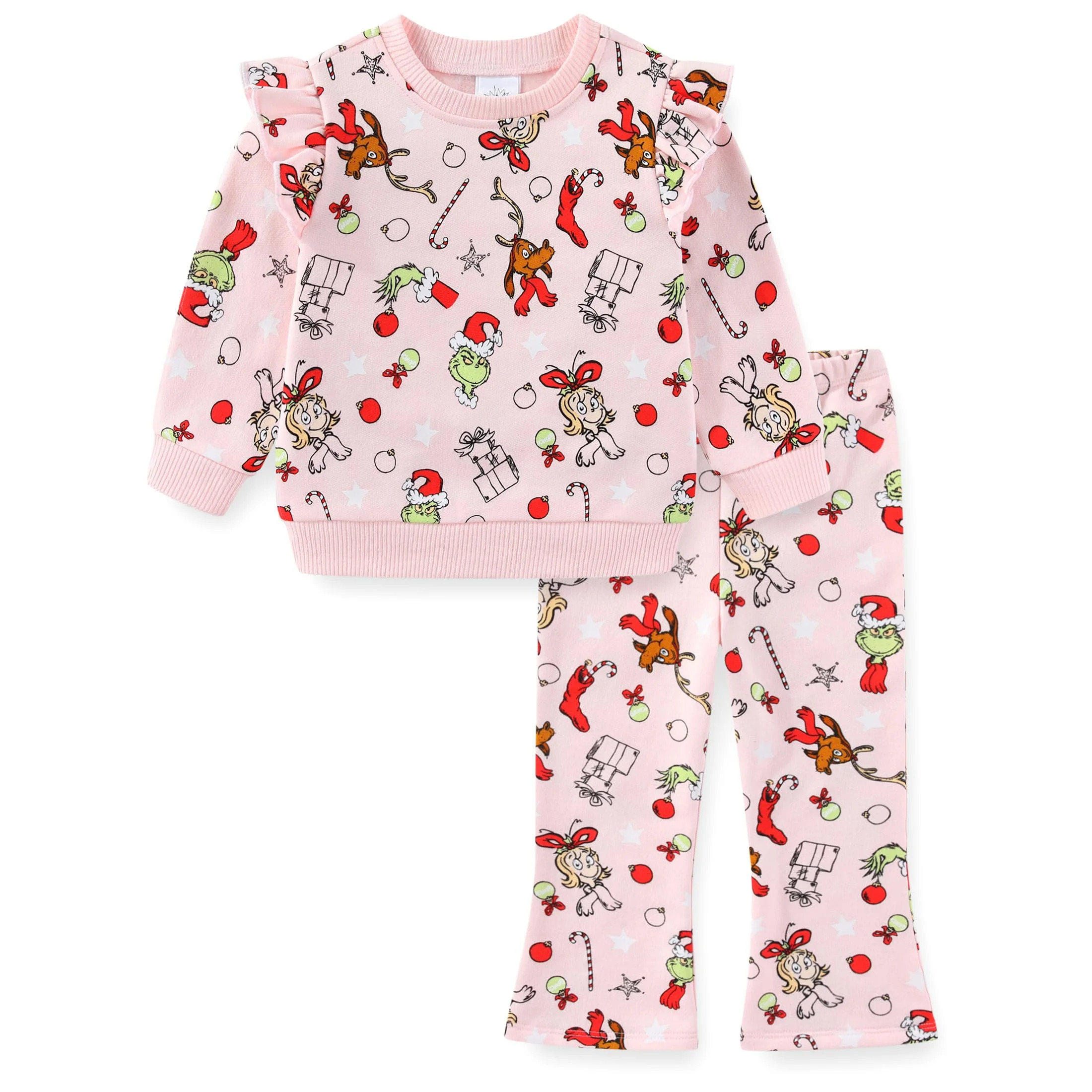 Dr. Seuss Grinch Sweatshirt and Flared Legging Pants Set (Baby Girls), 2 Piece Set, Sizes 12M-24M | Walmart (US)